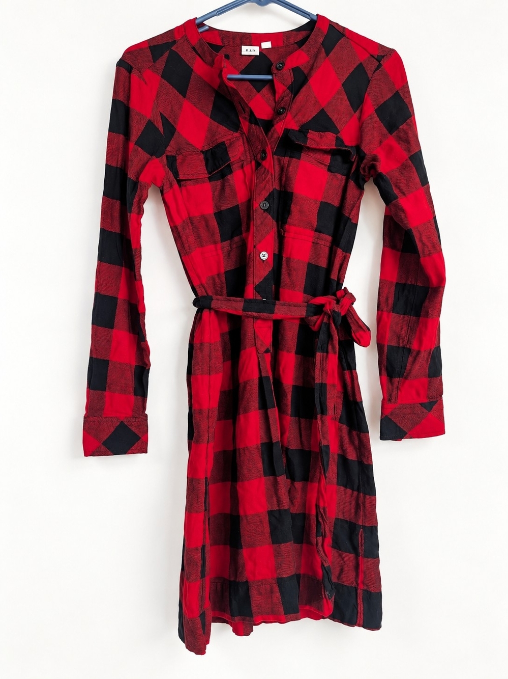 GAP Red and Black Buffalo Plaid Long Sleeve Shirt Dress